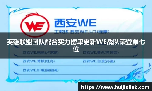 英雄联盟团队配合实力榜单更新WE战队荣登第七位